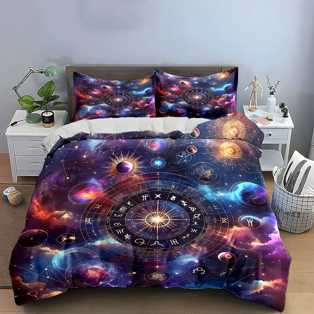 

Astrology Galaxy Art Set Bedding Set with 1 Duvet Cover 2 Pillowcases Single Double King Queen, Gift