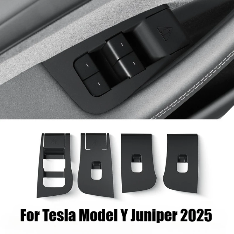 

For Tesla Model Y Juniper 2025 Window Lifter Switch Buttons Silicone Door Open Handle Panel Protector Cover Stick Accessories