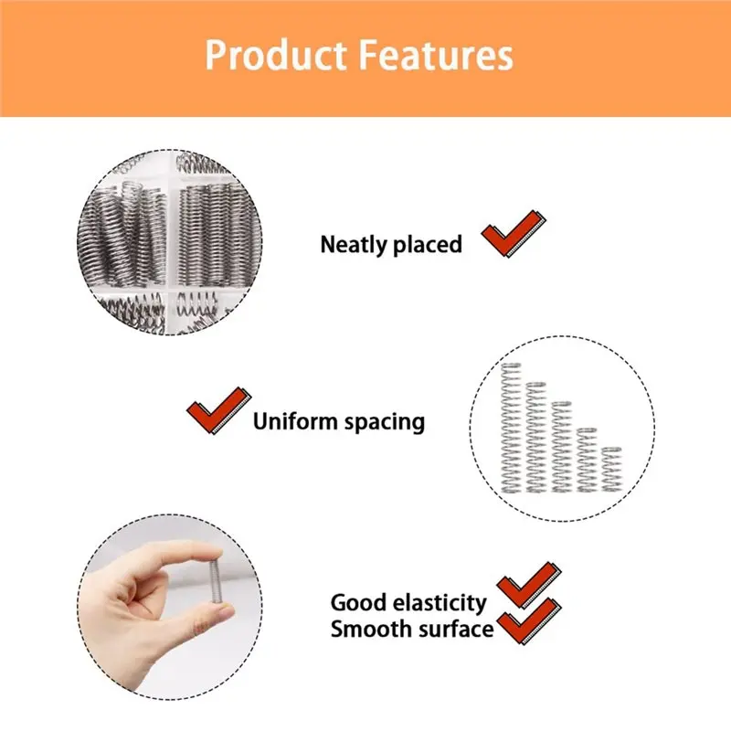 ABJI-Small Spring 304 Stainless Steel Mechanical Springs 300PCS Compression Springs Assortment Kit 23 Different Sizes