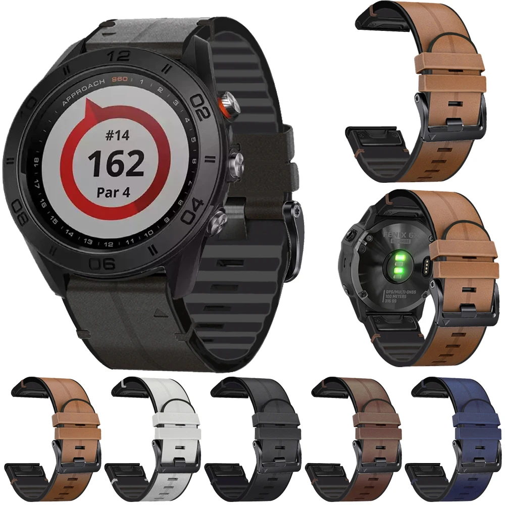 

Ремешок для наручных часов Garmin Fenix 7X 7 6X 6 Pro Epix Gen 51 47 мм 5X 5 Plus, умные часы Quickfit 22 26 мм, кожаный + силиконовый браслет