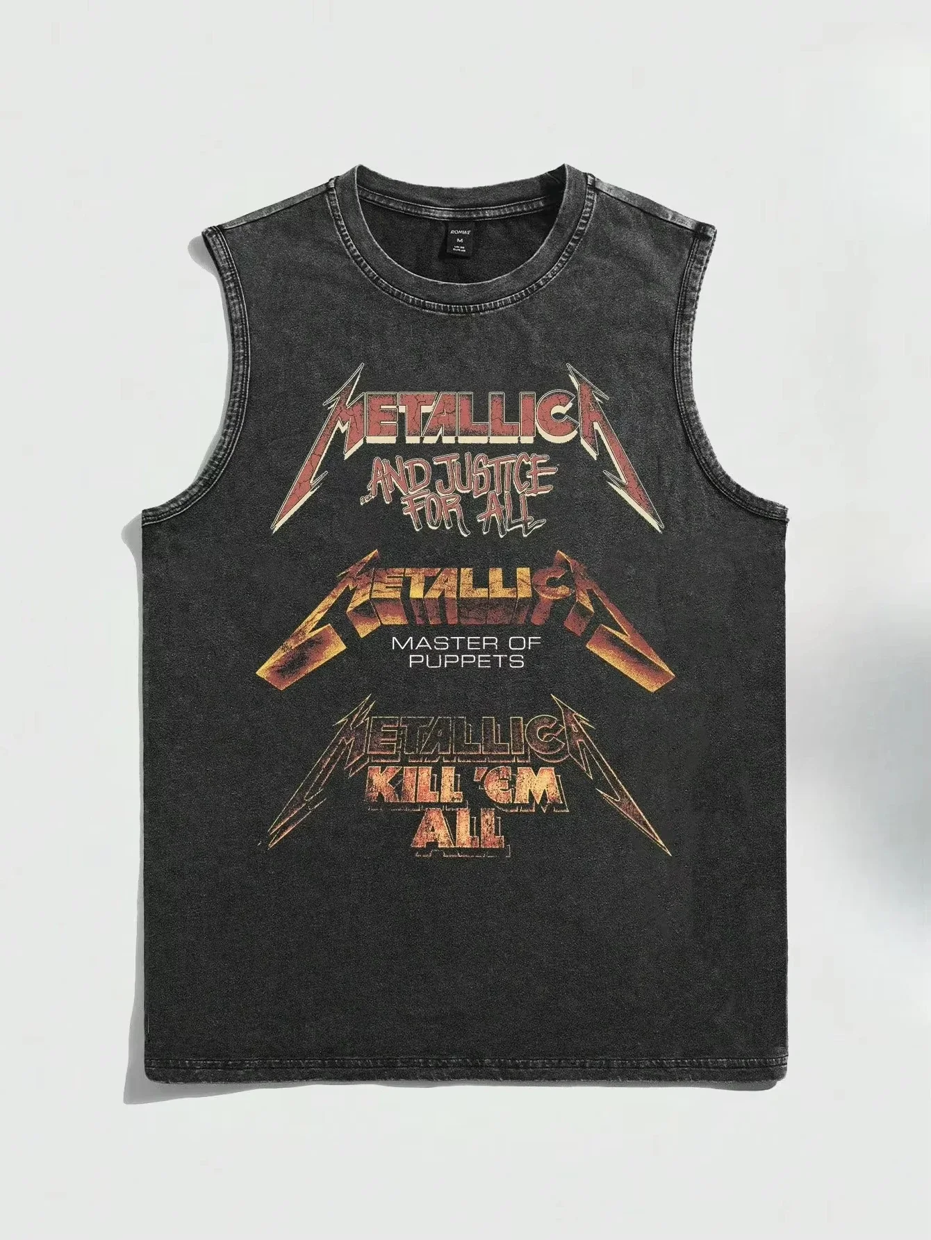Amerikanische Rockband Bedrucktes Vintage-Washed Sport-Tanktop aus Baumwolle, Ärmelloses Herren-T-Shirt, Hip-Hop Fitness-Bekleidung, Sommer 2026 – Detail 24