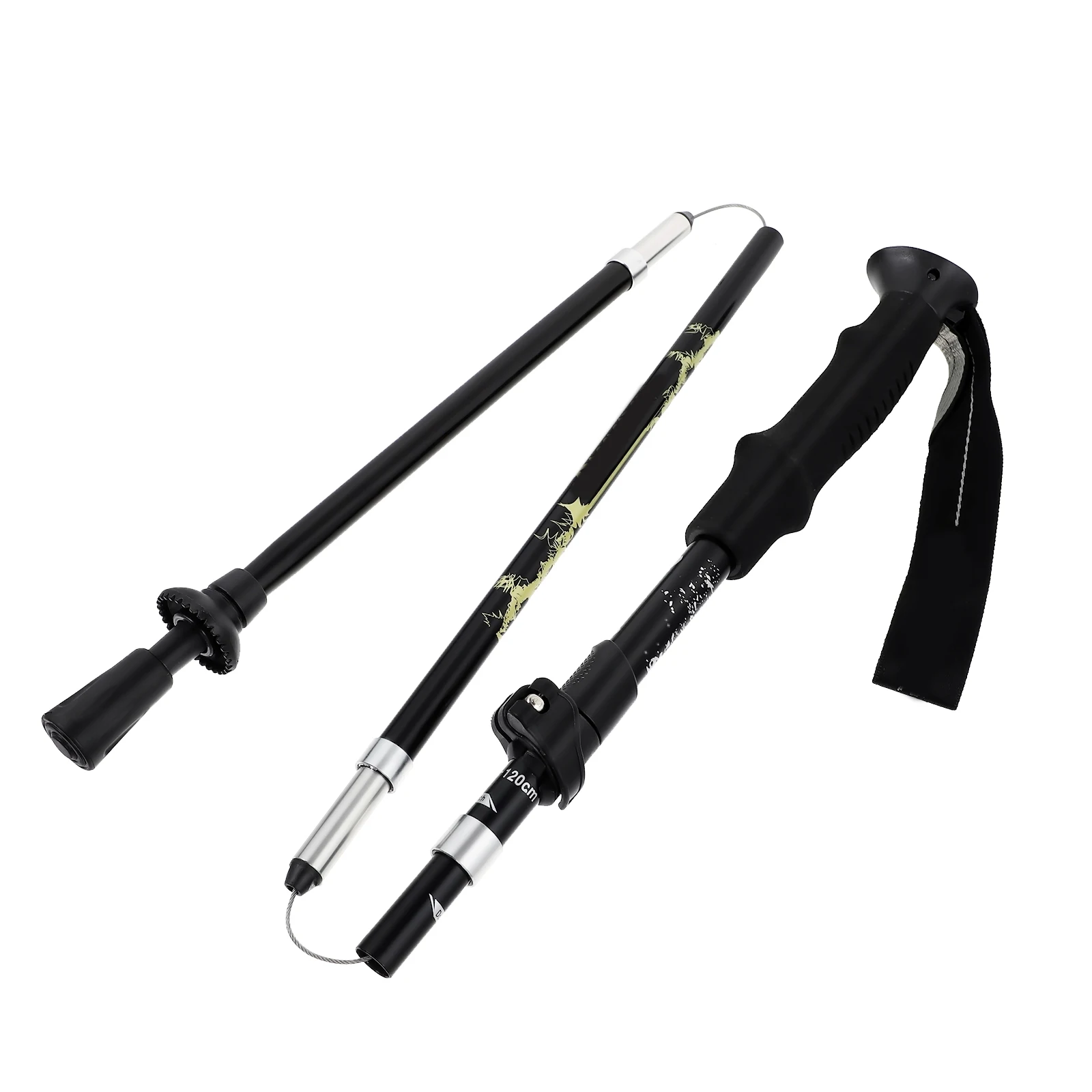 

Folding Trekking 5 Section Aluminum Alloy Adjustable Walking Stick Adjustable Walking Stick Black Camping Alpenstock Hiking Gear