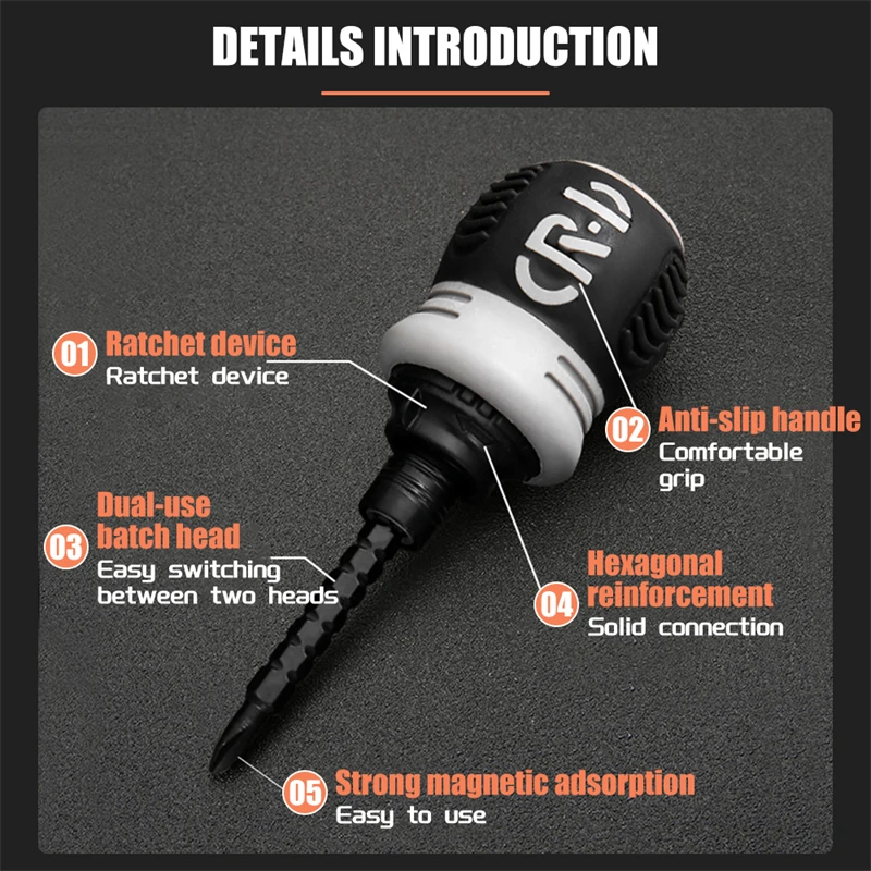 Double-head Screwdriver Ratchet Screw Driver Kit CRV Telescopic Detachable Shaped Short Handle Cross Triangle Head Repair Tool