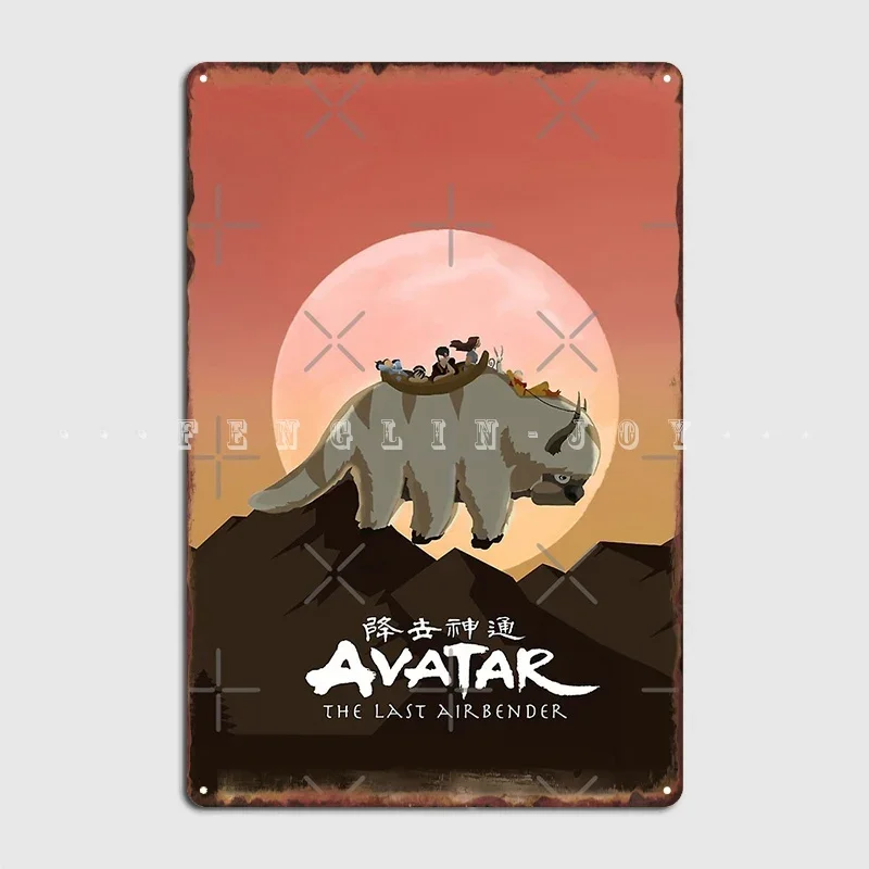 Team Avatar On Appa Metal Sign Wall Mural Kitchen Retro Wall Plaque Tin Sign Posters