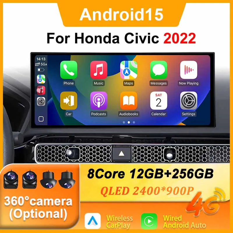 

12.3 Inch Android 15 For Honda Civic 2022 Multimedia Video Player CarPlay Car Radio Autoradio GPS Navi 4G WIFI Bluetooth