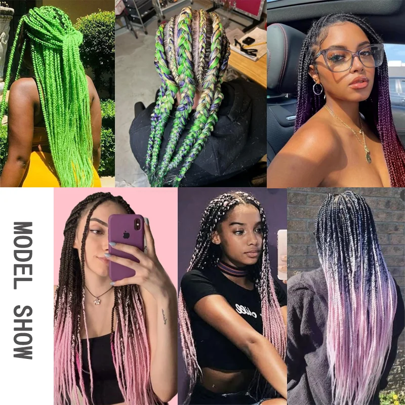 Capelli intrecciati pre-allungati 20 pollici 1 confezione Sintetici con acqua calda Impostazione Capelli sintetici Estensioni dei capelli intrecciati all'uncinetto