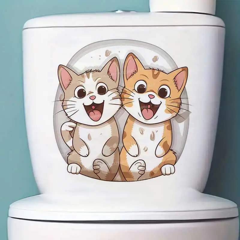 

Couple Cartoon Cat Toilet Sticker Bathroom Toilet Cover Sticker Animal Wc Accessories Fun For Home BathRoom Decoration M535
