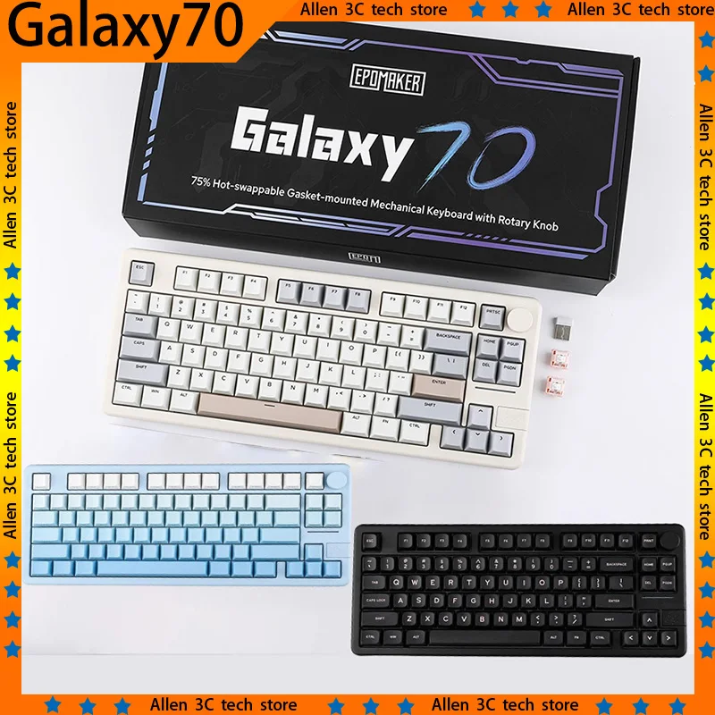 Original EPOMAKER Galaxy70 Wireless Mechanical Keyboard 3Mode RGB Knob Aluminium Alloy Hot Swap Laptop Custom PC Gaming Keyboard