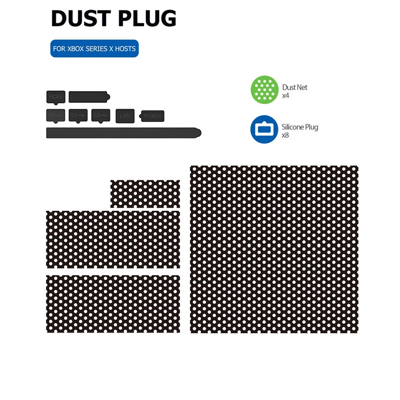 Xbox 시리즈 X 용 게임 콘솔 먼지 플러그 방진 메쉬 필터 잭 스토퍼 키트 실리콘 방진 플러그 게임 호스트 액세서리
