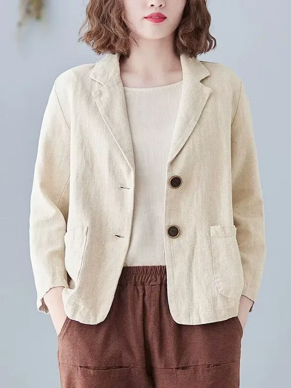 

Spring Autumn Casual Short Jacket Women Loose Slimming Suit Mom European Style Popular Autumn Wear Comfortable Casual Outerwear