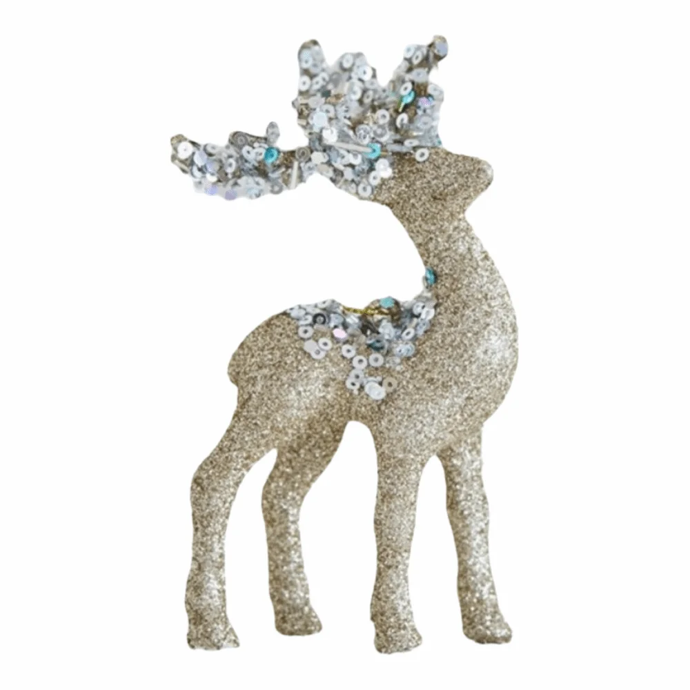 Elegant Standing Velvet Christmas Reindeer Glittering Simulation Elk Glitter Deer Decor cute Red Plush Sequins