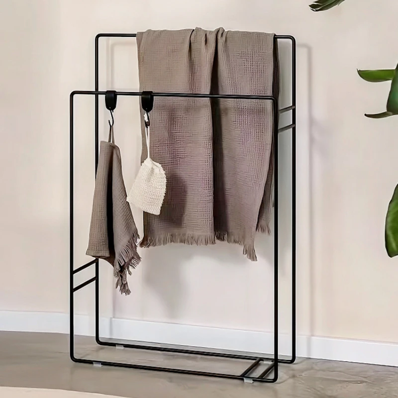 Nordic wrought iron toilet floor hanger shelf household simple coat rack bathroom towel towel rack