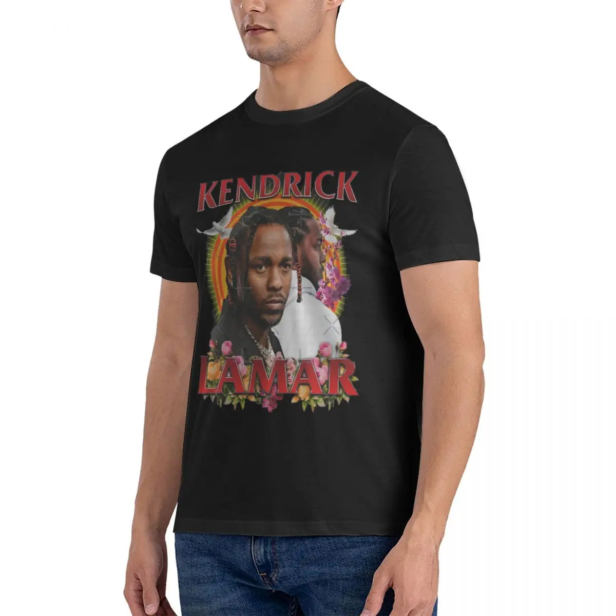 KENDRICK LAMAR VINTAGE Classic T Shirt for Men Pure Cotton Humor T-Shirt Round Neck hip hop rapper Tee Shirt  Clothes fugees