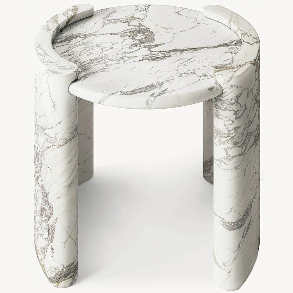 &d Furniture Volakas White/Bianco Carrara/Arabescato Custom Side Table