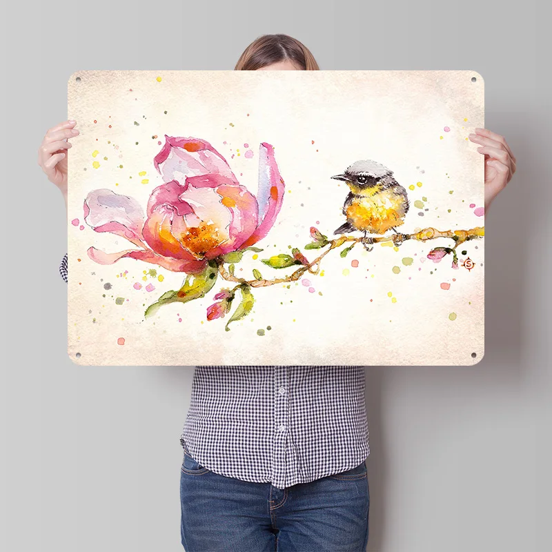 Magnolia & Buddy Personalized 3D Textured Metal Poster Wall Art Tinplate Sign for Decor Living Room Interior Decoration Home Tin