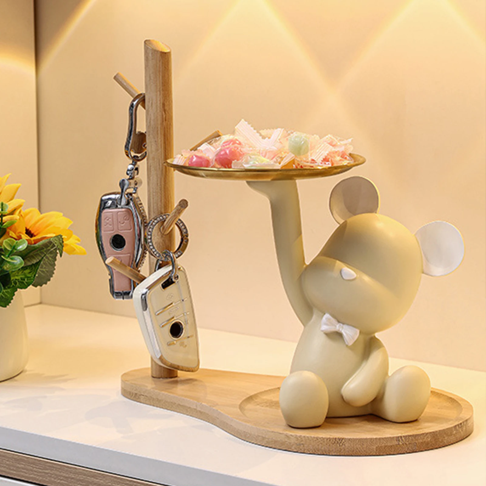 樹脂製のクマの置物,かわいい,家の装飾,デスクの収納,コイン,スナック