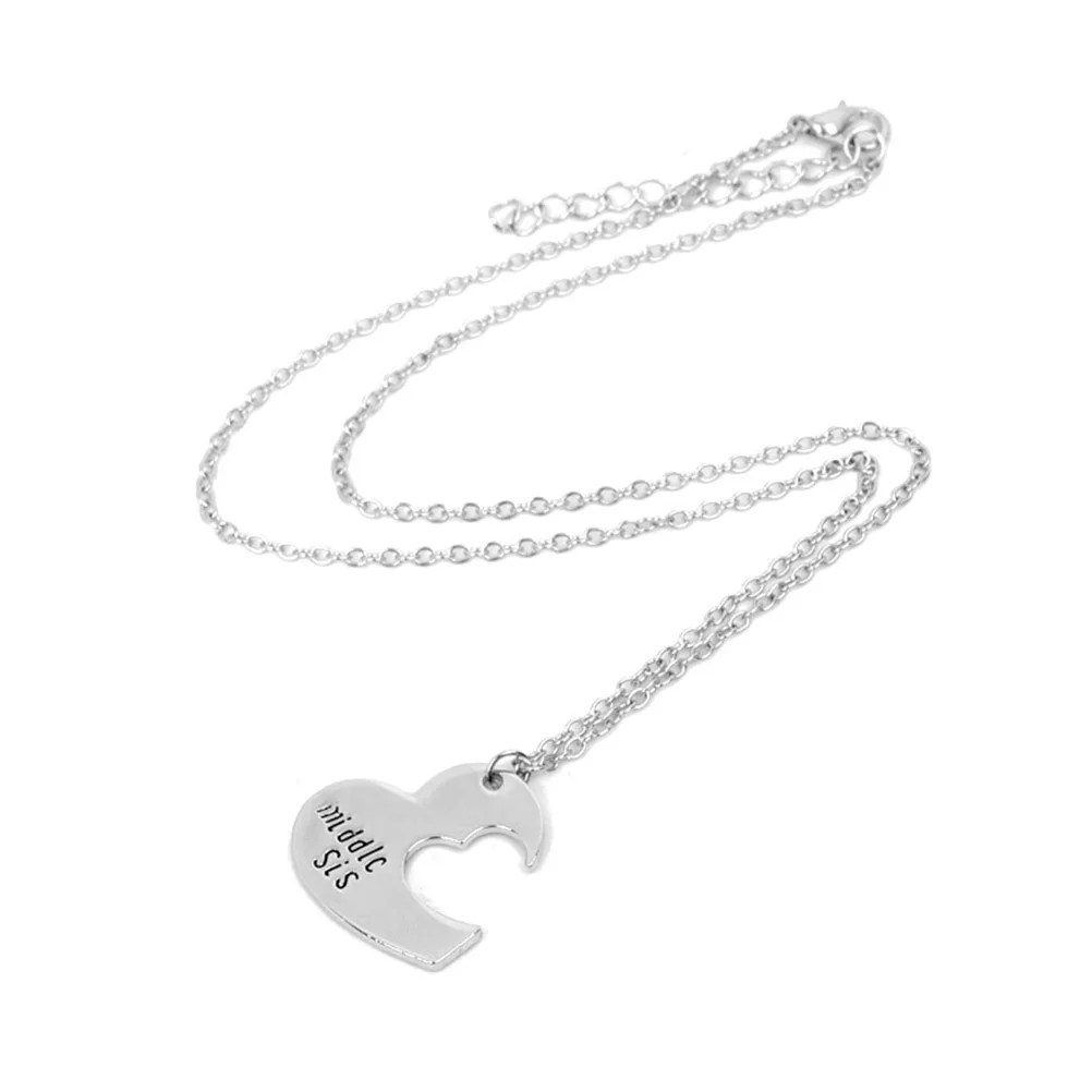 

3 Heart Necklace Set Puzzle Pendant Sister Necklaces Graduation Jewelry Non Allergic Steel Material Perfect Gift