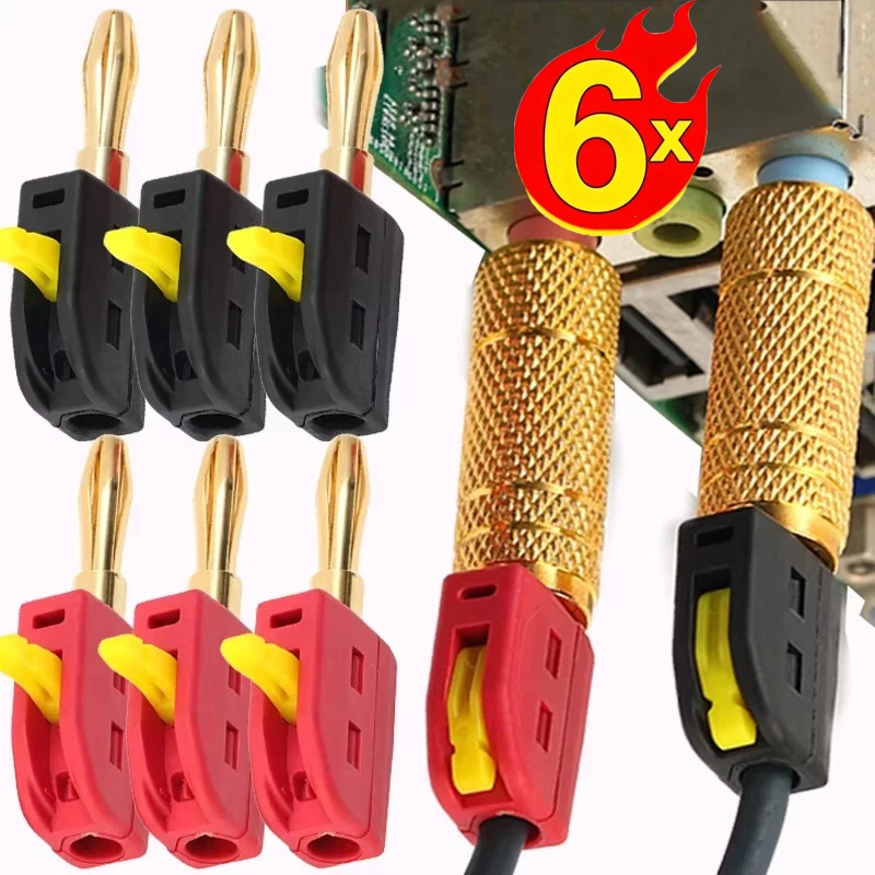 4mm Banana Plug Self Locking Audio Plug Solder Free Quick Connect Audio Copper Speaker Plug For Electrical Test Power Testing
