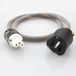 P101 High Reference Amplifier OFC Copper UK AC Power Cable with Rhodium Plated UK Power Plug IEC Female Male Power Cord Wire