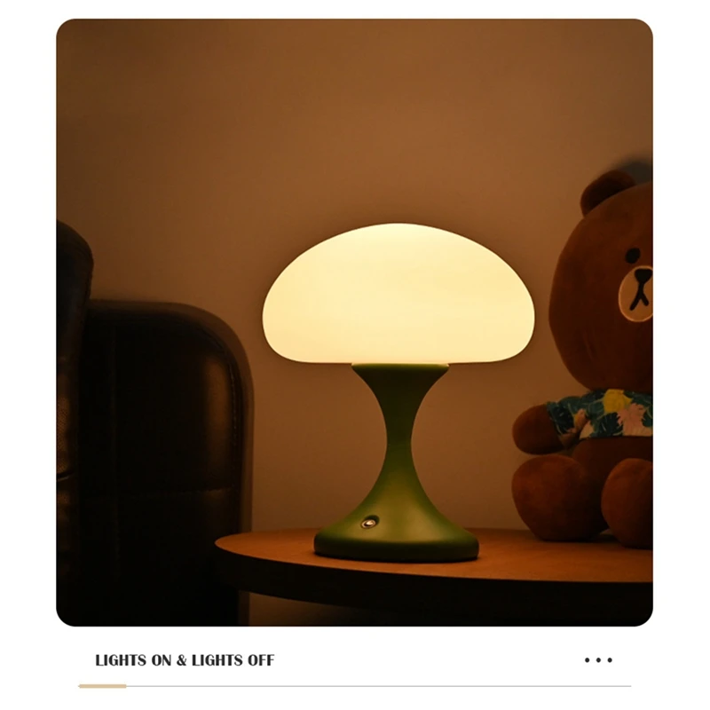 2W LED Mushroom Lamp USB Charging Desk Lamp For Bedroom Atmosphere Decorative Desk Lamp