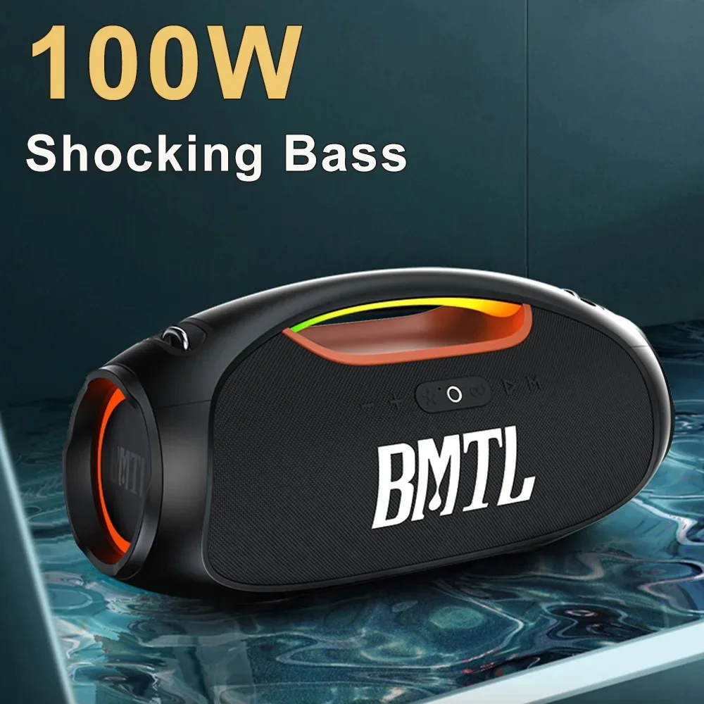 100W Powerful Wireless Bluetooth Speaker Stereo Surround with RGB Light Outdoor Waterproof Shocking Bass Original BMTL Boombox