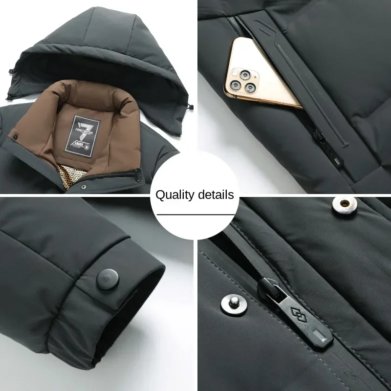 Men's 2024 winter new men's clothing detachable hooded jacket thick warm casual cotton jacket men's jacket