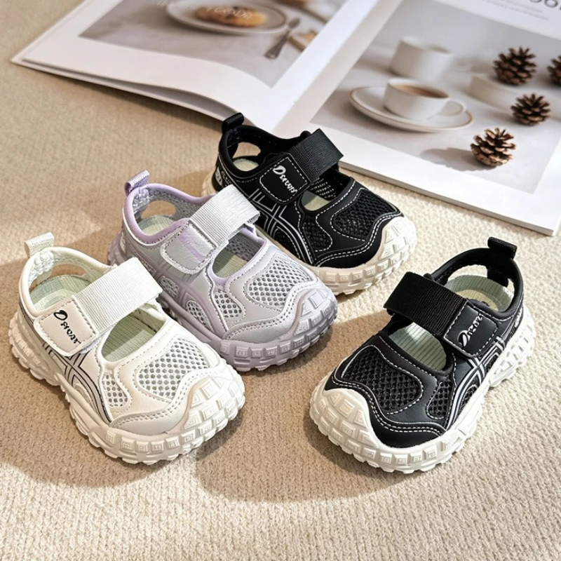 

Child Hollowed Casual Sandals2026summer New Classic Child Soft Singleshoe Simple Girl Slip Campus Student Mesh Breathable Sandal