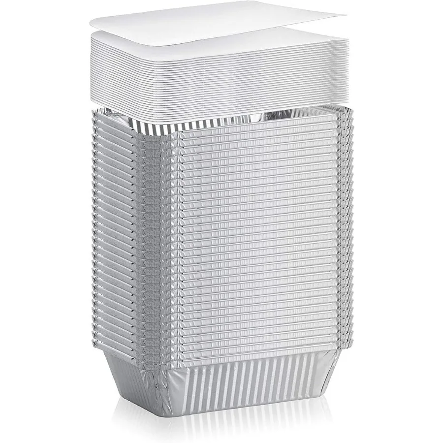 9 لتر × 6.25 واط مقلاة مستطيلة يمكن التخلص منها مع أغطية ألواح 5 رطل من رقائق الألومنيوم مقالي مستطيلة: 100 مثالية قابلة لإعادة التدوير لتحميص الخبز و #5