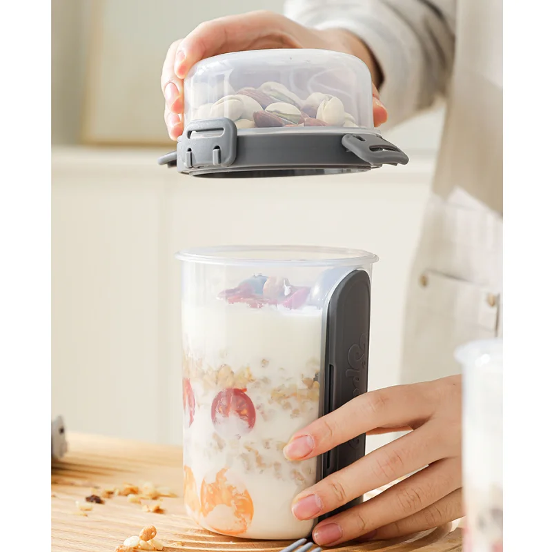 28oz On The Go أكواب الإفطار أكواب الزبادي بارفيه مع أغطية ملاعق الفاكهة الحبوب الخضار سلطة كوب تخزين مع كوب أزمة الشوكة