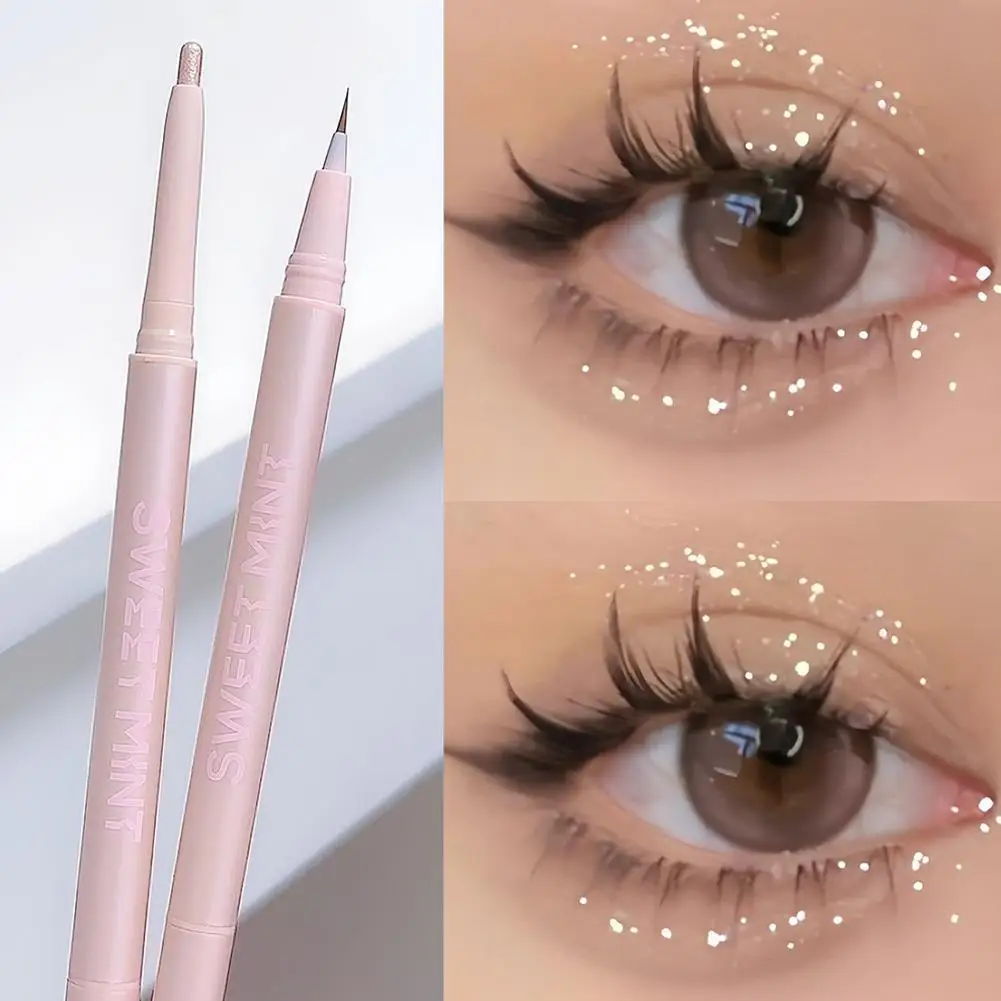 Double Ended Deitado Silkworm Lápis, Highlighter, Stick Pen, Magro Eye Ampliar, Soft Eyes, Tip Under Highlighter Maquiagem, K1D9