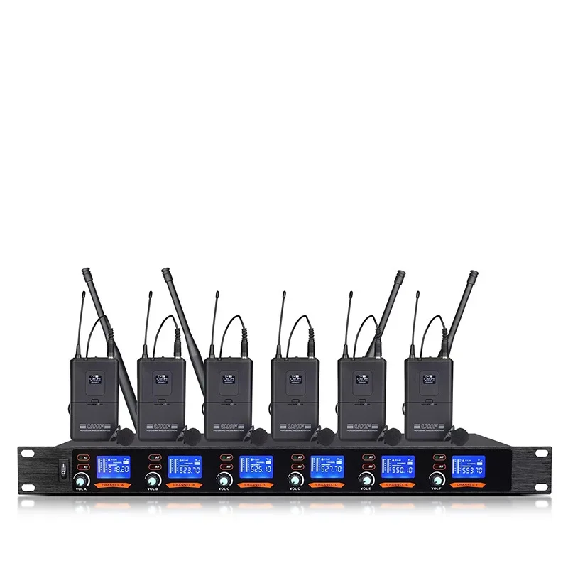 

UHF Wireless Microphone System Whole Metal Handheld 6 Transmistter Excellent For Stage Karaoke