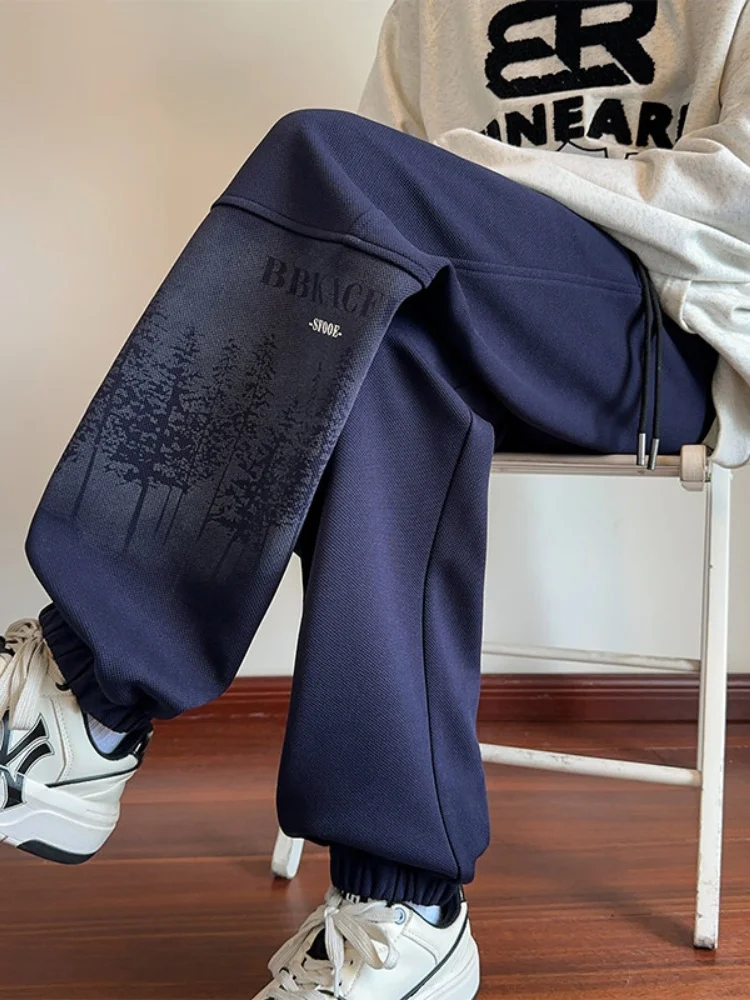 

Loose Casual Men's Cargo Pants Autumn Spring Youth American Sle Elastic Waist Long Trousers Teenager Sports Sweatpants