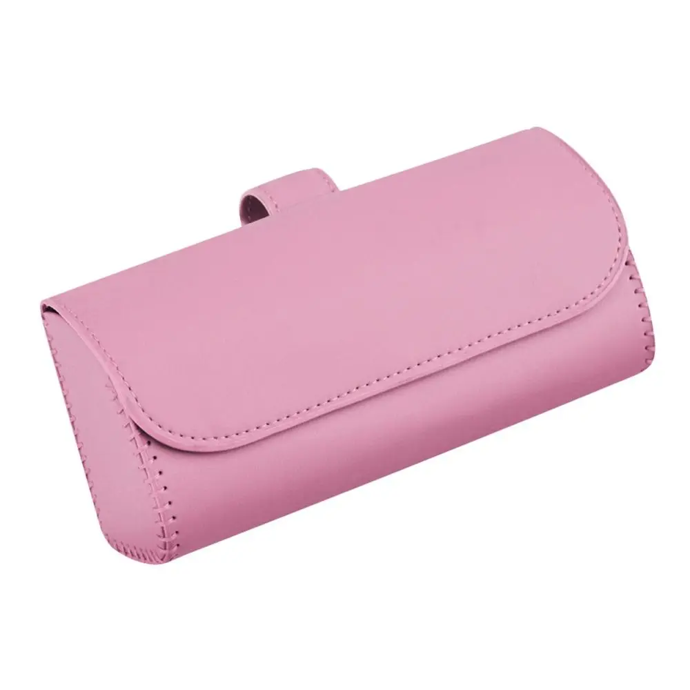 Fashion Portable Car Glasses Box PU Leather Compact Car Sunglasses Case Easy Installation Car Lenses Holder Sun Visor Holder Car