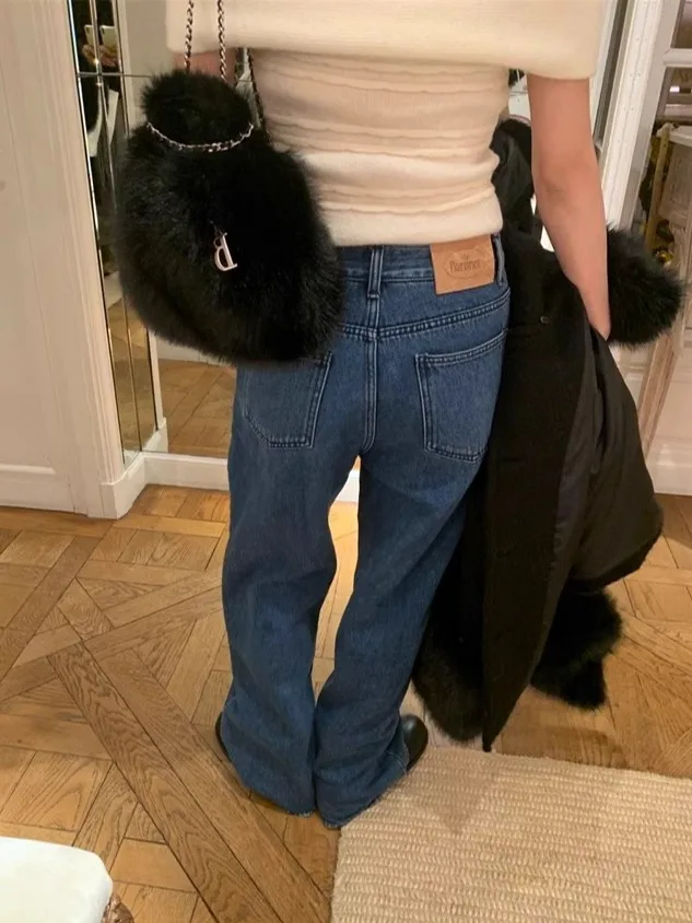 

Smoid Blue Denim Jeans High Waist Wide Leg Casual Refreing Versatile Long Pants for Pear aped Women All Seasons