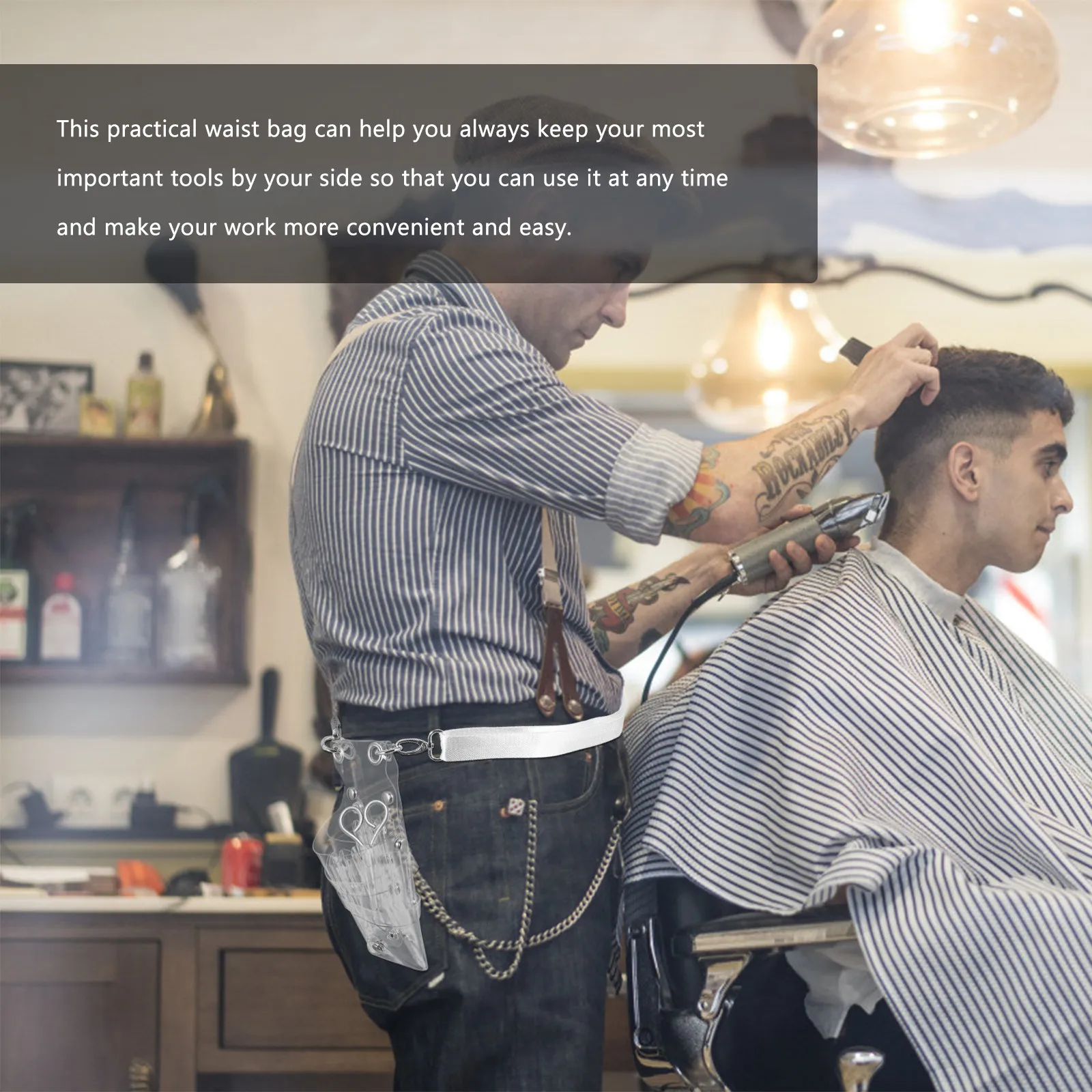 

Прозрачная сумка для парикмахерских ножниц из ПВХ, вместительная поясная сумка с отстегивающимся зажимом, органайзер для инструментов для салона и барбершопа