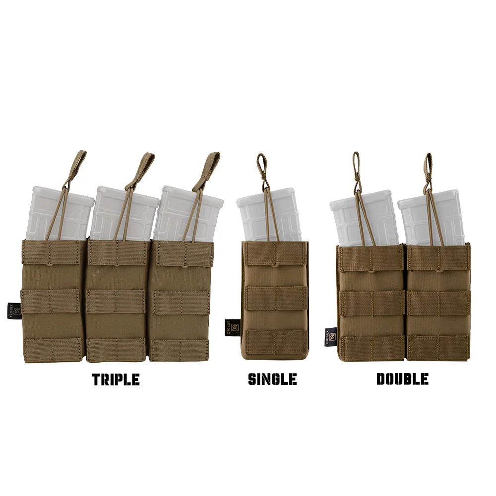 KRYDEX Tactical MOLLE 5.56mm Mag Pouch Single/Double/Triple Open-Top MOLLE Strap Magazines Pouch for M4 M16 Hunting Accessories