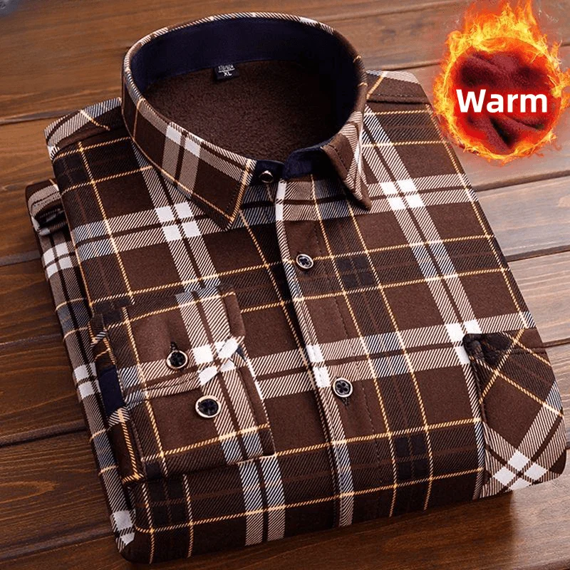 Autumn Winter New Casual Men\'s Fashion Long Sleeve Plaid Shirt Thick Warm Men\'s Casual High Quality Soft Large Size Shirt L-4XL