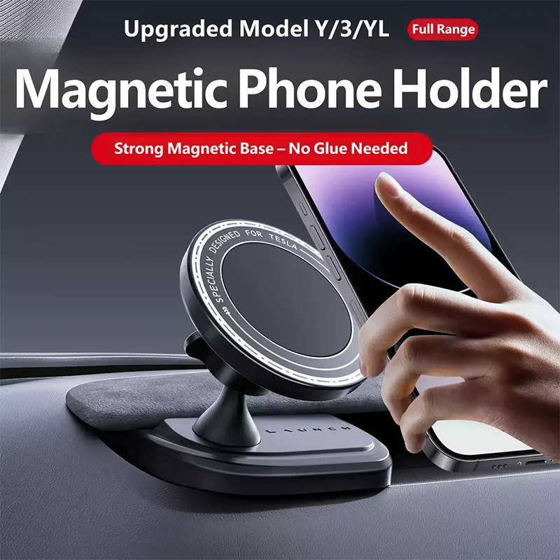 For ‌Refreshed Tesla Model YL/Y/3 2025 2026 Stronger Magnetic 360°Rotatable Car Phone support silicone base holder
