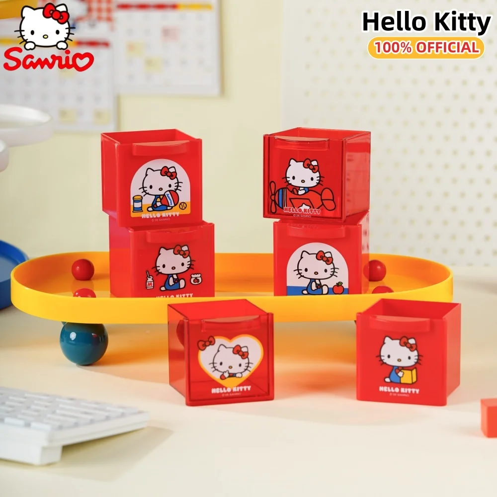 Genuine Sanrio KT Cat 6-Grid Storage Box Hello Kitty Multifunction Organizer For Paperclips Toy Hair Clips Study Office Supplies view 4
