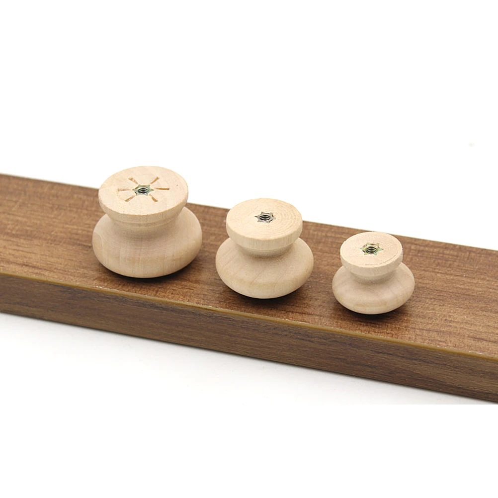 

15Pcs Wood Round Cabinet Pull Knobs Beech Drawer Handles Single Hole Cupboard Pulls Elegant Furniture Hardware