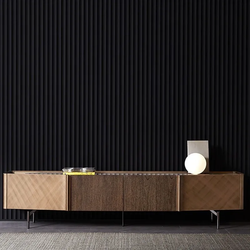 Italian light luxury TV cabinet living room high-end villa luxury post-modern minimalist rock slab side cabinet
