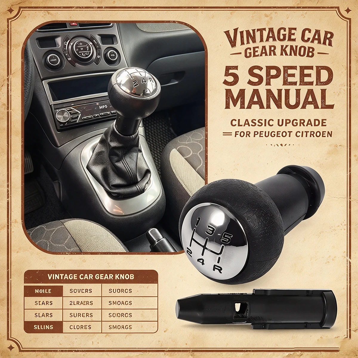 Gear Shift Knob for Citroen C1 C3 C4 for Peugeot 106 107 205 206 207 306 307 308 309 405 406 407 508 605 607 Lever Change Knob