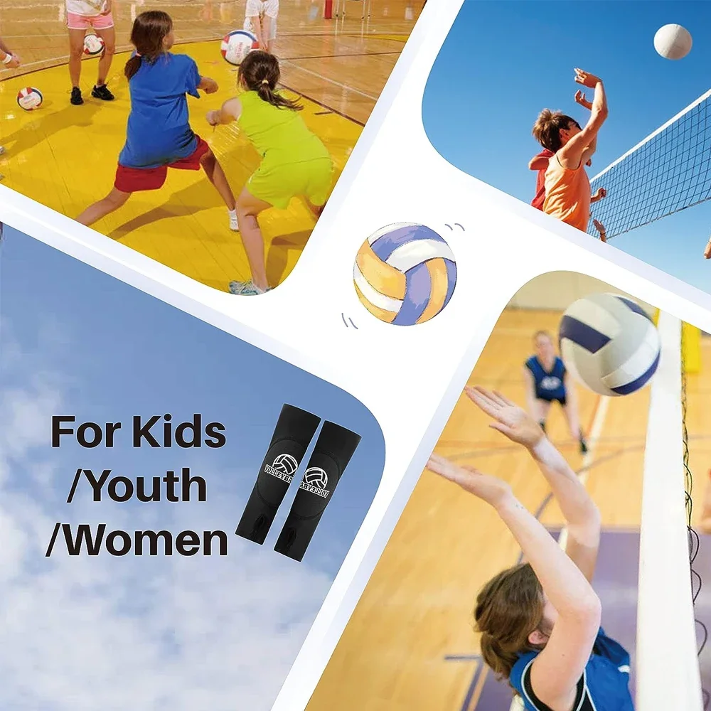 Kids/Adults Volleyball Arm Sleeves Passing Hitting Forearm Sleeves with Protection Pads and Thumb Hole Padded Volleyball Sleeves