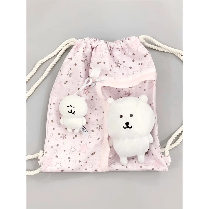 

Женский розовый рюкзак на шнурке, легкий мягкий милый рюкзак Y2k Ita, милые рюкзаки для девочек на шнуровке, новинка 2025, дорожная сумка, универсальная