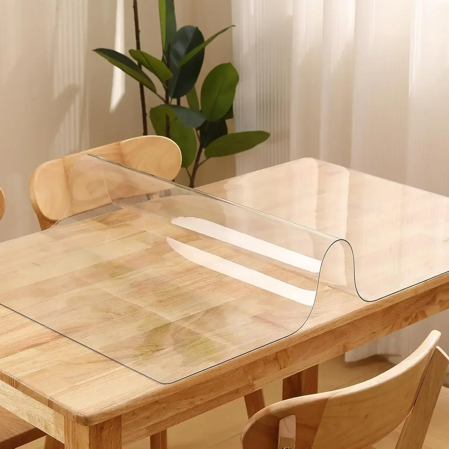 1pc 1.0+1.5mm PVC Transparent Tablecloth, Heat-Resistant, Waterproof and Oil-Proof Table Mat
