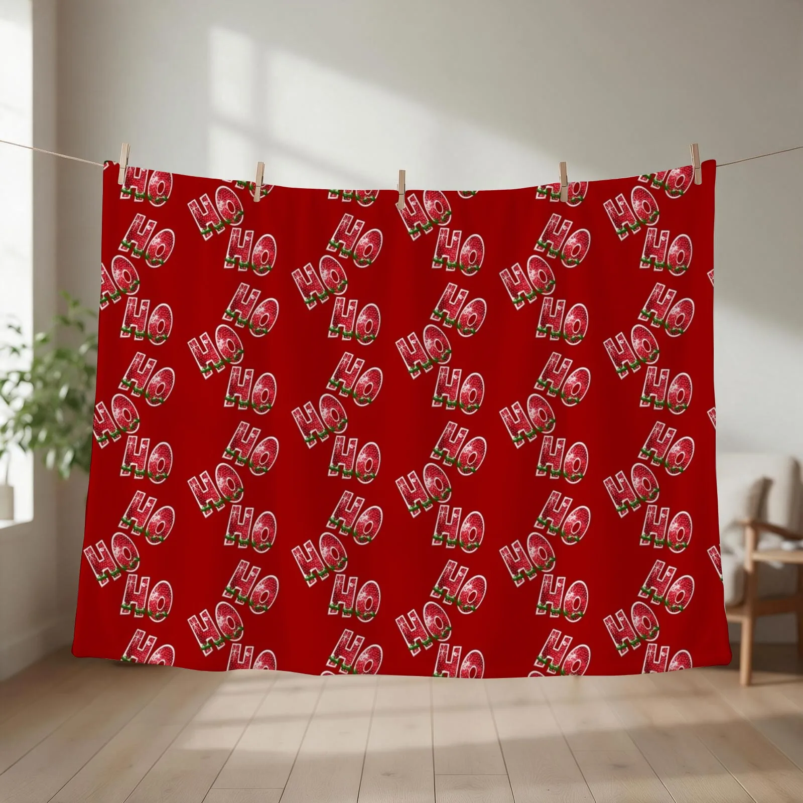New Ho, Ho, Ho! Red Sequin Throw Blanket couch cozy soft plush fuzzy picnic outdoor blanket