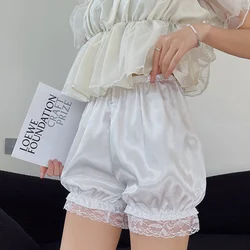 Women Lace Ruffle Bloomers Shorts Lolita Dress Safety Shorts Vintage Satin Dress Pettipant White Black Lace Short Panties Summer