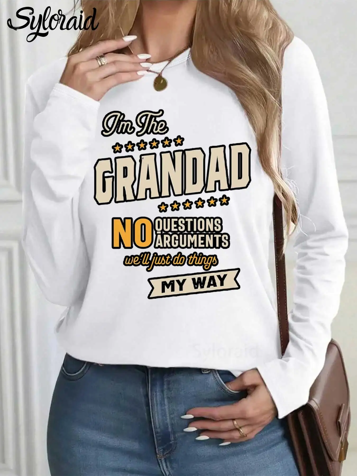 Langarm-T-Shirt für Damen, Opa Way, lustiges Opa-Vatertags-T-Shirt, modisches Rundhals-Casual-Top