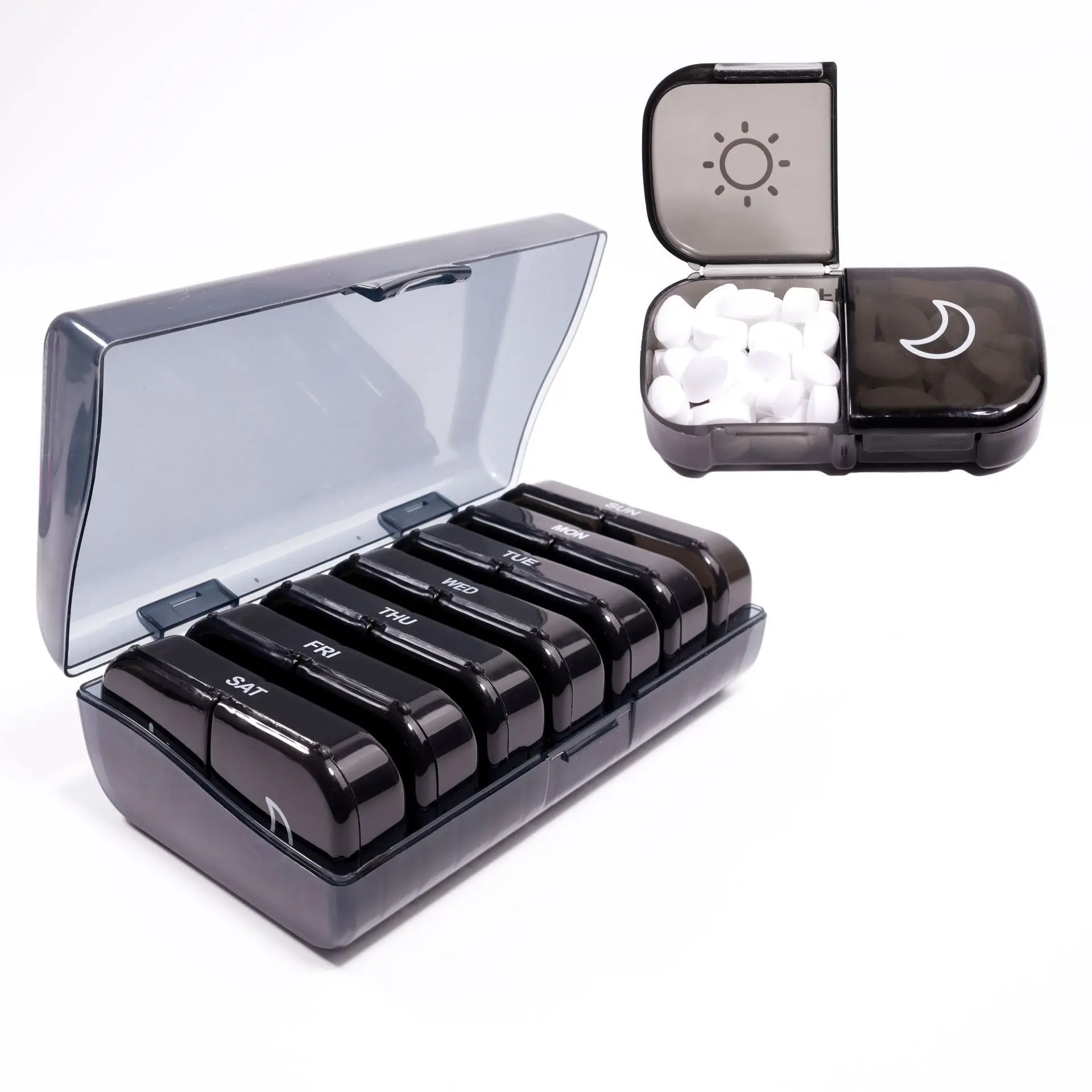 Weekly Pill Case Pillbox 7 Days Medicine Tablet Box Portable Travel Drugs Storage Organizer Secret Compartments Pill Case