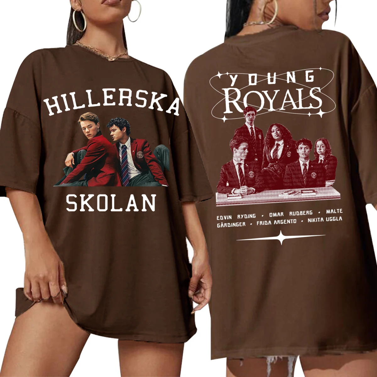 2024 Hot Young Royals Hillerska Skolan T-Shirt Hillerska School Shirt Summer Oversized (Us Size)